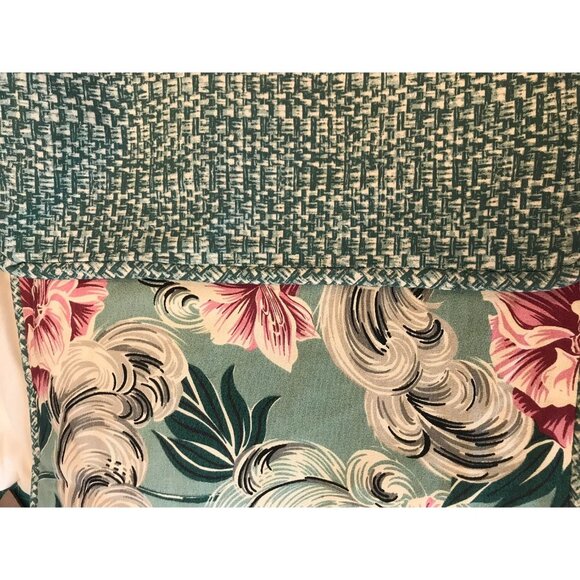 King sham Aqua Copacabana  Tropical 20's design barkcloth Mid Century Style  New - Picture 4 of 4